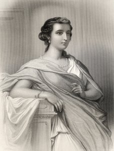 Aspasia de Milet (c.470-410 aC) ilustração de "Mulheres do Mundo" por Mary Cowden Clarke, 1858 (gravura)