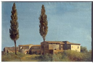 Na Villa Farnese, os dois choupos. Pintura de Pierre Henri De Valenciennes (1750-1819) de Pierre Henri de Valenciennes