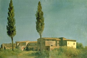 Na Villa Farnese: Os Dois Álamos, c.1777 (óleo no cartão)