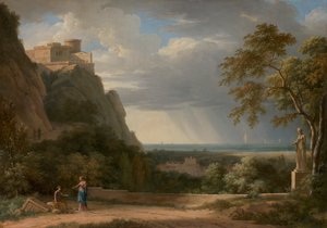 Paisagem clássica com figuras e esculturas de Pierre Henri de Valenciennes