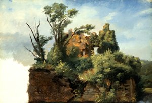 Paisagem com Ruínas, c.1782-5 (óleo sobre papel sobre tela)