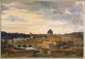 Vista de Roma em tempo de tempestade (desenho sobre cartão) de Pierre Henri de Valenciennes