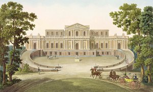 Pavilhão de Haarlem, de "Escolha dos Monumentos, Edifícios e casas mais notáveis do Reino dos Países Baixos" por Pierre Jacques Goetghebuer, publicado em 1827 (aquatint)