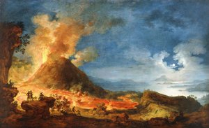 Vesúvio em erupção, com os turistas em primeiro plano, de Pierre Jacques Volaire