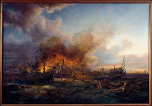 Combate do Supervisor e Quebec em 1779 Pintura de Pierre Gilbert (1783-1860) 1779 Brest, Musee des Beaux Arts