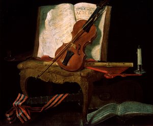Ainda vida com um violino, século XIX