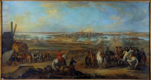 Campanha da Flandres (1745-1747): "Rei Luís XV (1710-1774) na sede de Mons em Hainaut em julho de 1746" Pintura de Pierre Nicolas Lenfant (1704-1787) Sol do século XVIII. 1,77x3,35 m