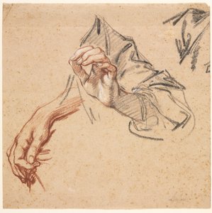 Estudo das mãos anteriores, Esboço de uma mão verso, década de 1700.