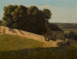 Paisagem de verão com casa de campo (óleo sobre tela)