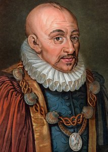Michel Eyquem de Montaigne 1533-1592 - gravura - século XIX - Retrato de Michel Eyquem de Montaigne (1533-1592)", filósofo humanista francês. Gravura de Pierre Michel Alix
