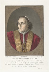 Retrato de Paus Pio VII Pio VII. soberano pontífice (título no objeto) de Pierre Michel Alix