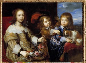 As Crianças do Duque de Bouillon Pintura de Pierre Mignard (1612-1695) 1647. Honolulu, Academia das Artes de Pierre Mignard