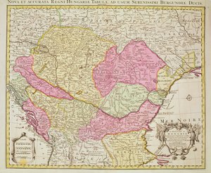 Mapa do Reino da Hungria, 1742 (gravura colorida à mão)