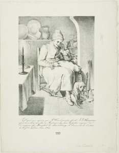 Esboço de Jean-Jacques Rousseau (frente); Cena de floresta (verso) de Pierre Nolasque Bergeret