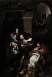 Vida de Tobie: “Tobie dá enterro a seus compatriotas mortos em sua fuga.” (óleo sobre tela) de Pierre Parrocel