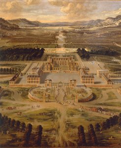 Vista do Palácio de Versailles e seus jardins por Pierre Patel