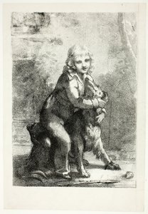 Criança com cão de Pierre Paul Prud