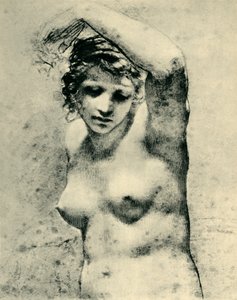 Nu feminino levantando um braço, c1800, 