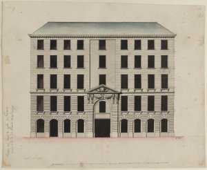 Fachada do Mont-de-Piété na rue des Blancs-Manteaux de Pierre Payen