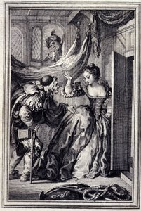 O Calendário dos Aniardos - em "Contos e contos em verso", de Jean La Fontaine. 1776. Ilustração de P.P. Choffard. de Pierre Philippe Choffard