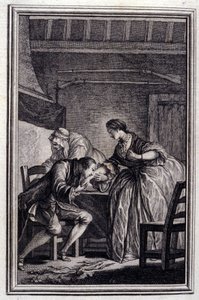 O Falcão - em "Contos e contos em verso", de Jean La Fontaine. 1776. Ilustração de P.P. Choffard. de Pierre Philippe Choffard