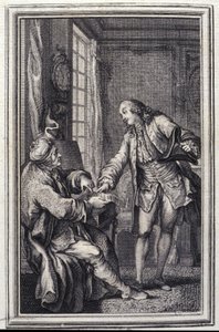 Les confeux indiscrets - em "Contos e contos em verso" de Jean La Fontaine. 1776. Ilustração de P.P. Choffard. de Pierre Philippe Choffard