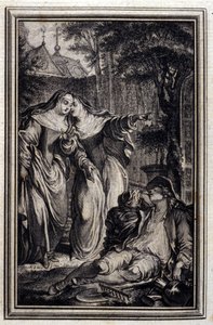 Mazet de Lamporechio - em "Contos e contos em verso" de Jean La Fontaine. 1776. Ilustração de P.P. Choffard.