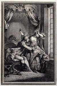 Richard Minulto - em "Tales et nouvelles en vers" de Jean La Fontaine. 1776. Ilustração de P.P. Choffard.