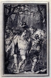 A oração de São Julien. Em "Tales et nouvelles en vers" de Jean de La Fontaine, Amsterdam 1776. ilustrado por P.P.Choffard. de Pierre Philippe Choffard