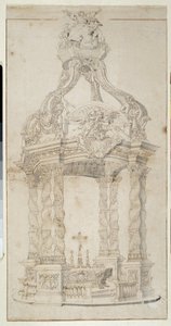 Arquitetura: "Projeto Altar e Badalquin" (desenho) de Pierre Puget