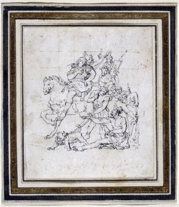 Desenho de preparação de Pierre Puget (1620-1694) para “Alexandre e Diogene” (tinta sobre papel, caneta) de Pierre Puget