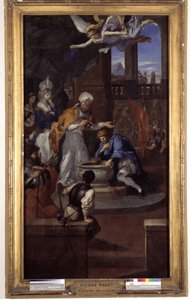 O Baptismo de Clovis I (465-511), 25 de Dezembro de 496, de Saint Remi, eveque de Reims (óleo sobre tela) de Pierre Puget