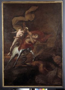 A educação de Aquiles pelo Centauro Chiron (óleo sobre tela) de Pierre Puget