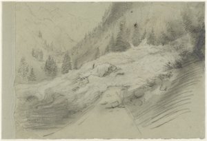 Avalanche em uma paisagem alpina de Pierre Puvis de Chavannes