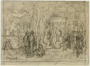 Estudo de composição para O Bosque Sagrado, Amado das Artes e das Musas de Pierre Puvis de Chavannes