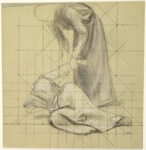 Figura a levantar uma figura caída, estudo para a série «A Vida de Santa Genoveva», Paris, Panteão de Pierre Puvis de Chavannes