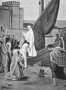 Santa Genoveva leva os mantimentos a Paris (litografia) de Pierre Puvis de Chavannes