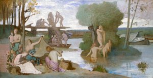 O rio, c.1864 (óleo sobre papel, colocado sobre tela) de Pierre Puvis de Chavannes
