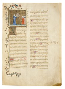Página de "Propriedades das coisas" por Bartholomew o inglês na tradução francesa de Jean Corbechon, c.1390 de Pierre Remiet