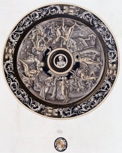 Prato de porcelana do século XVI representando o Génesis por Pierre Reymond, Limoges