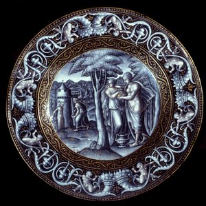 Vénus e Placa Psyche em esmalte pintado por Pierre Reymond (1513-1584) Século XVI