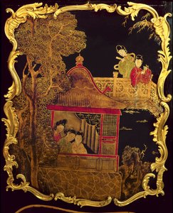 Painel lateral de um Commode Louis XV, c.1745 (laca e ouro sobre madeira) (re 222380)