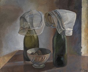 Natureza morta com garrafas e gorros bretões, c.1924 (óleo sobre tela)