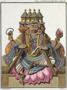 Brahma, deus hindu da criação, de &39;Journey to India and China&39; de Pierre Sonnerat, gravado por Poisson, publicado em 1782