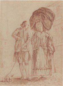Um clérigo acompanhando uma senhora em sua caminhada matinal de Pierre Thomas Le Clerc