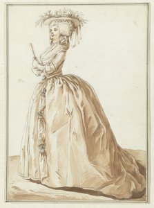 Senhora de pé com ventilador de Pierre Thomas Le Clerc
