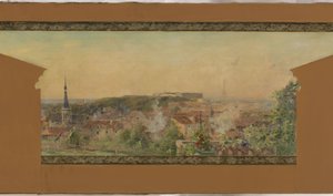 Esboço para o salão da aldeia de Vanves: Panorama de Vanves de Pierre Vauthier