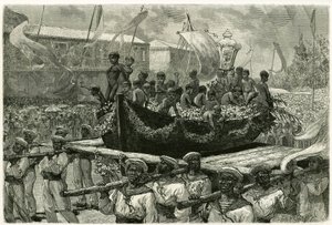 A procissão do Cirio na véspera de Todos os Santos, religiosa e popular, a imagem da Virgem é transportada através da cidade na canoa de um navio que desapareceu em 1793, que os sobreviventes ofereceram ex-voto da Virgem Milagrosa. Gravação por de Pierre Vignal