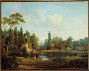 A aldeia do petit trianon em Versalhes Pintura de Pierre Joseph Wallaert (1753-1812) 1803 Sol. 0,56x0,72 m de Pierre Wallaert