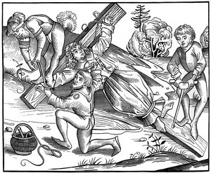 O bebê Ricardo de Pontoise crucificado pelos judeus, 1493 1849. de Pierre Wolgmuth